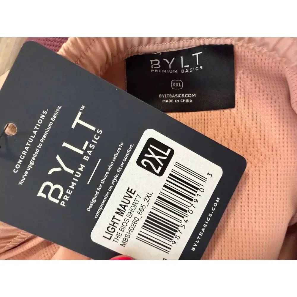 BYLT Premium Basics shorts drawstring Light Mauve NWT Sz 2XL workout run lift